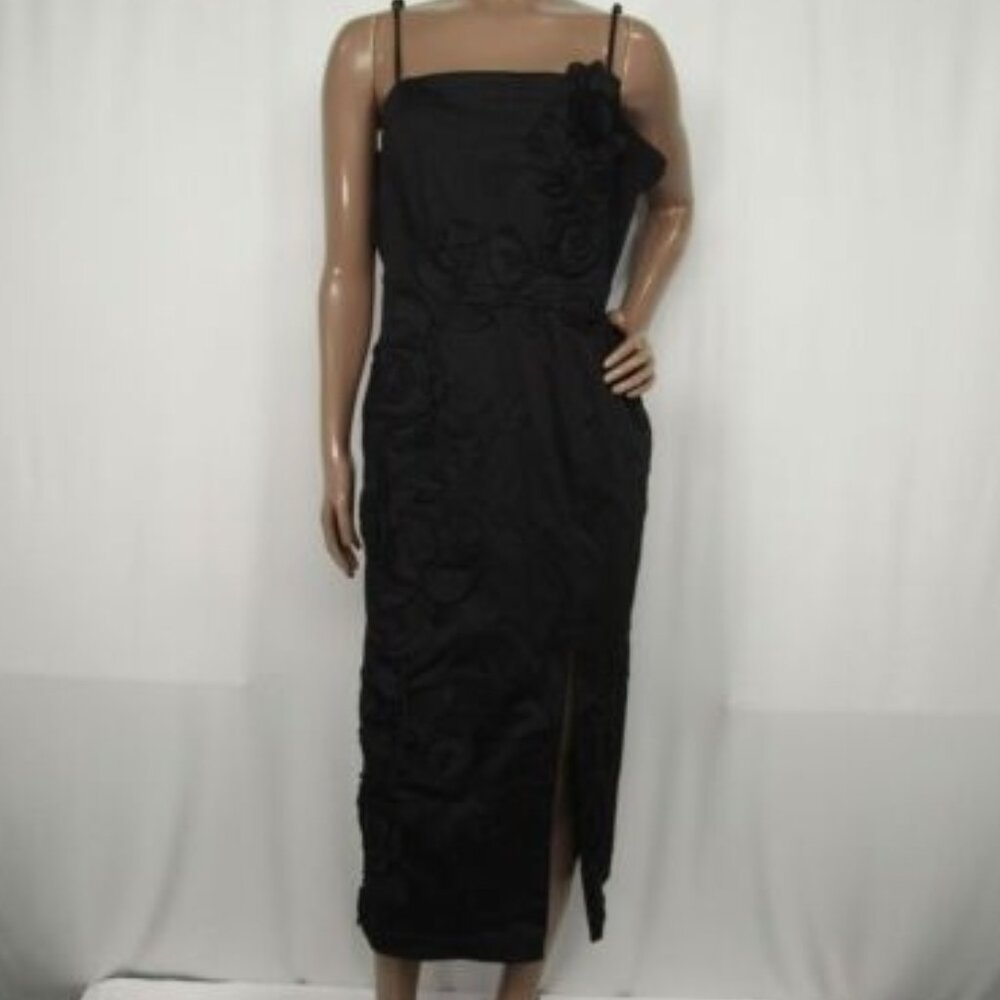 NEW BHLDN Women’s 3D Floral Column Midi Dress – Black – Size L